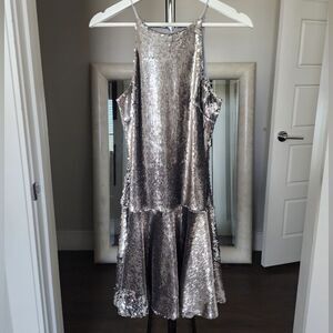 Dress The Population Metallic Silver Sequin Dress size S